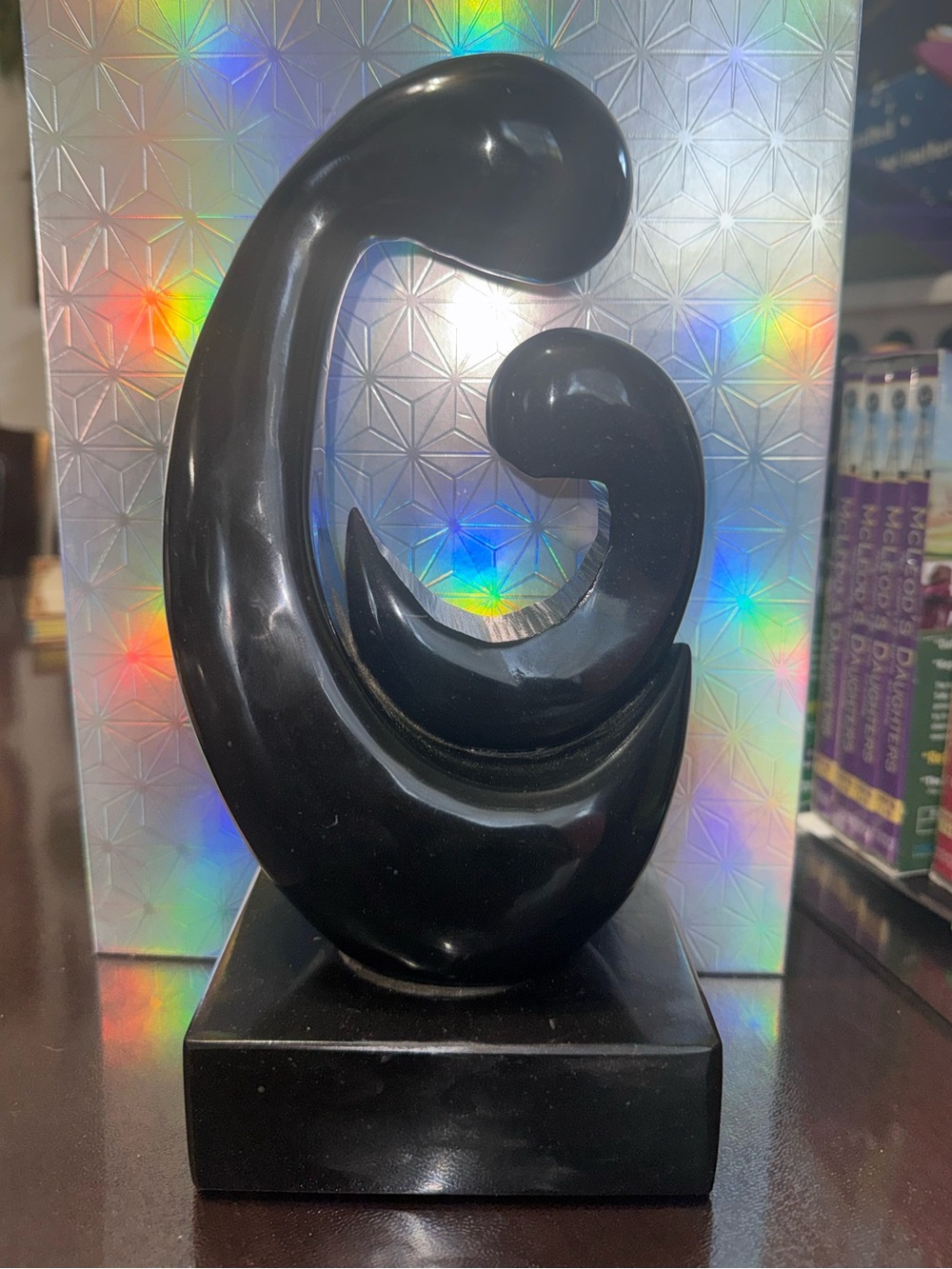 VTG Mother & Child Stone Sculpture Black Onyx 9.5” Modern Art Figurine 5 Lbs.